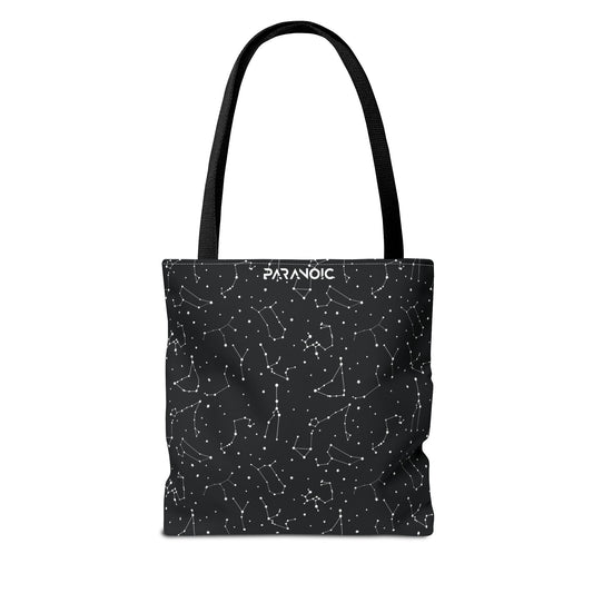 Back view of black Constellation tote bag
