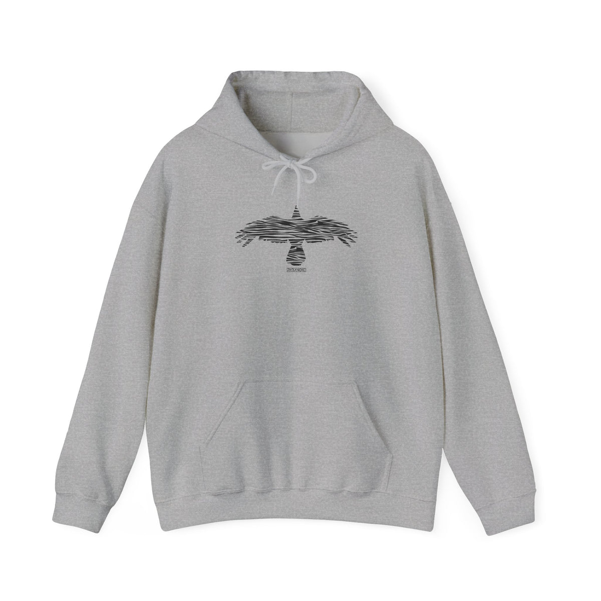 Back view of grey Crow hoodie