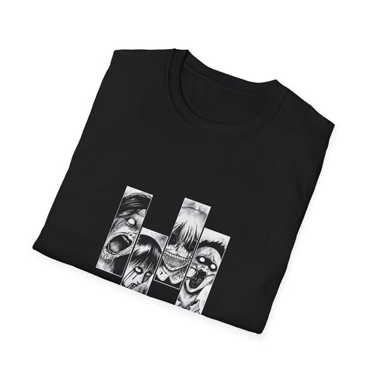 Folded black Zombie unisex T-shirt showing the printed design