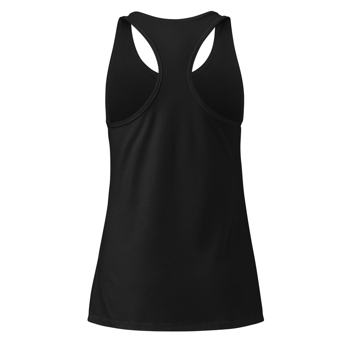 Back view of the black Memento Mori women’s racerback tank top