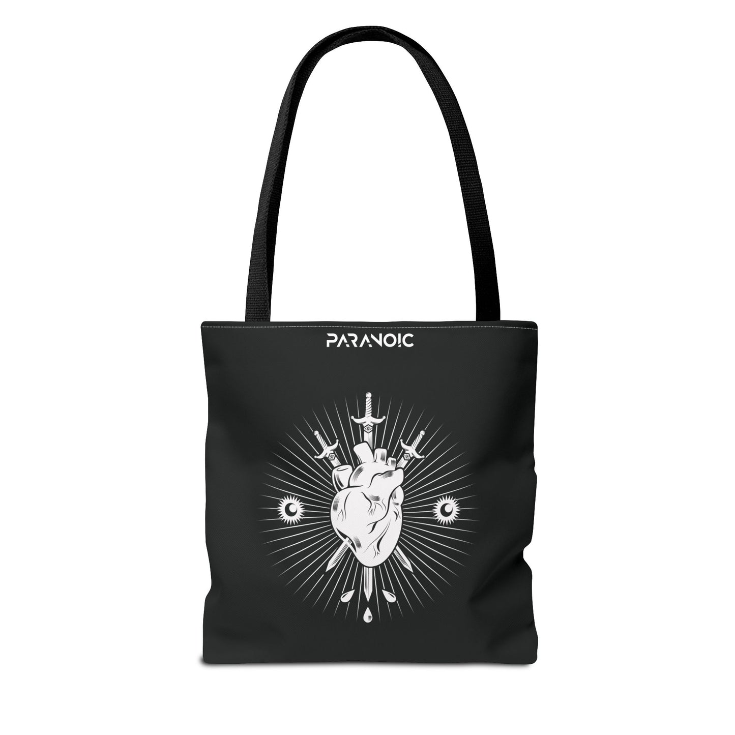 Back view of black Anatomical Heart tote bag