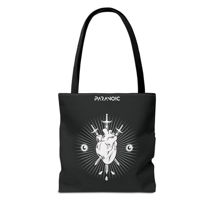 Back view of black Anatomical Heart tote bag