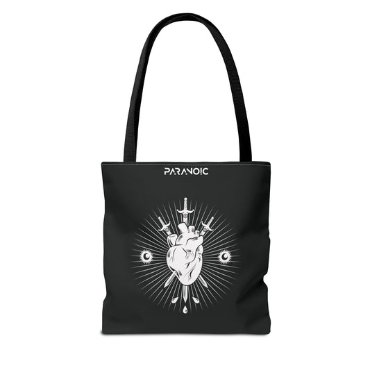 Back view of black Anatomical Heart tote bag