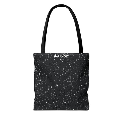 Back view of black Constellation tote bag