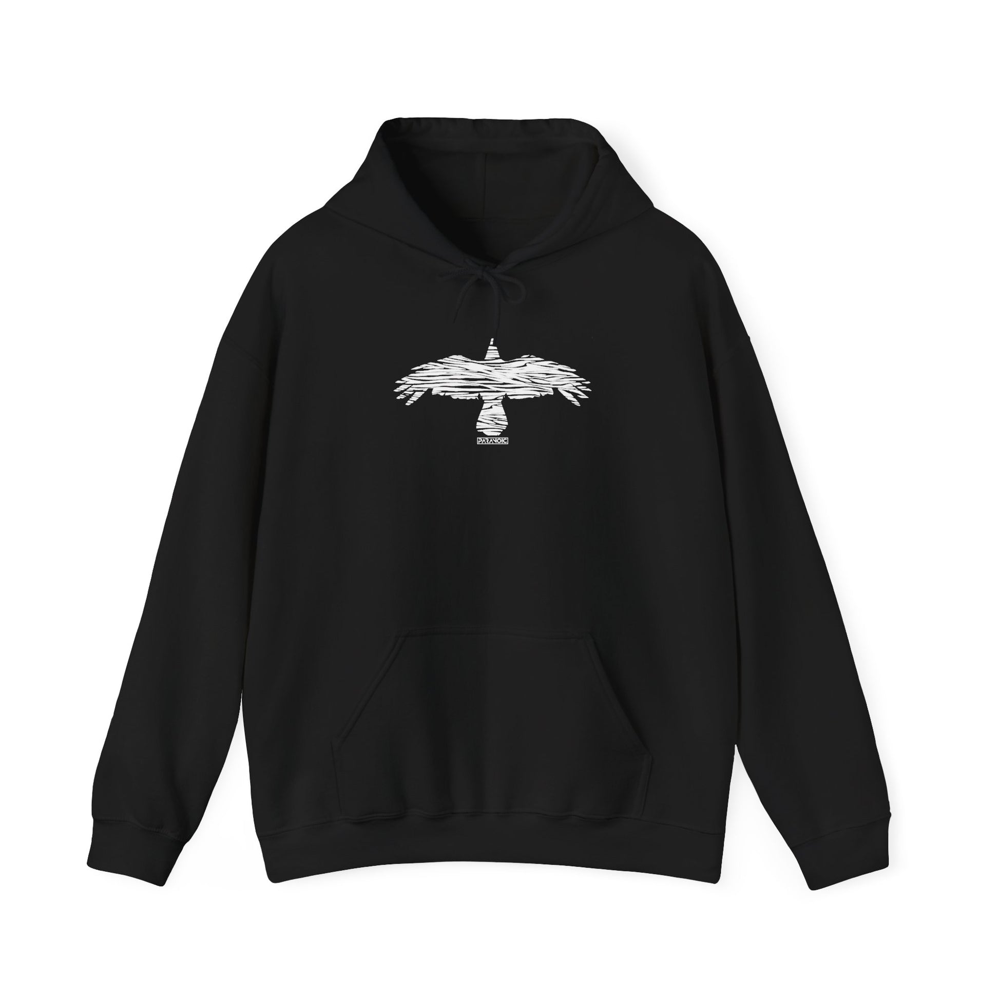 Back view of black Crow hoodie