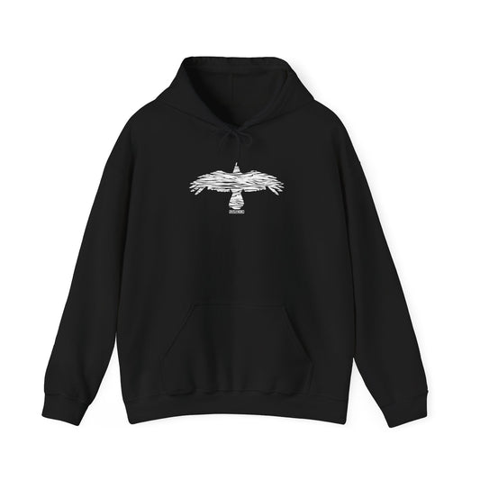 Back view of black Crow hoodie