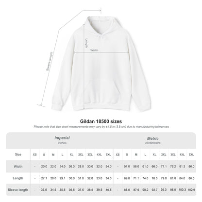 Size guide in centimetres for black Crow hoodie