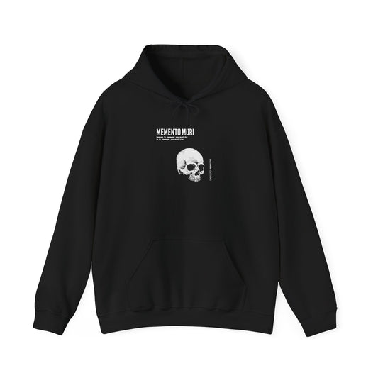 Back view of black Memento Mori hoodie