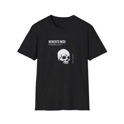 Back view of black Memento Mori unisex T-shirt