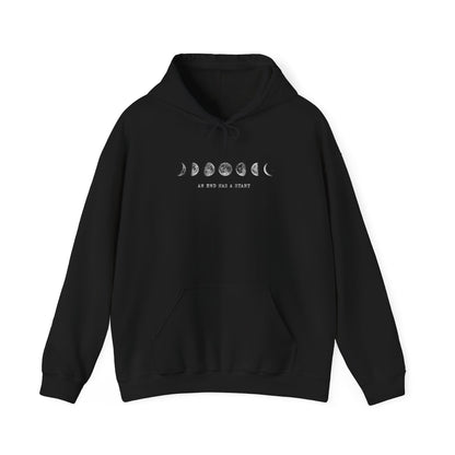 Back view of black Moon Phases hoodie
