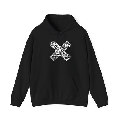 Back view of black Skull Cross hoodie