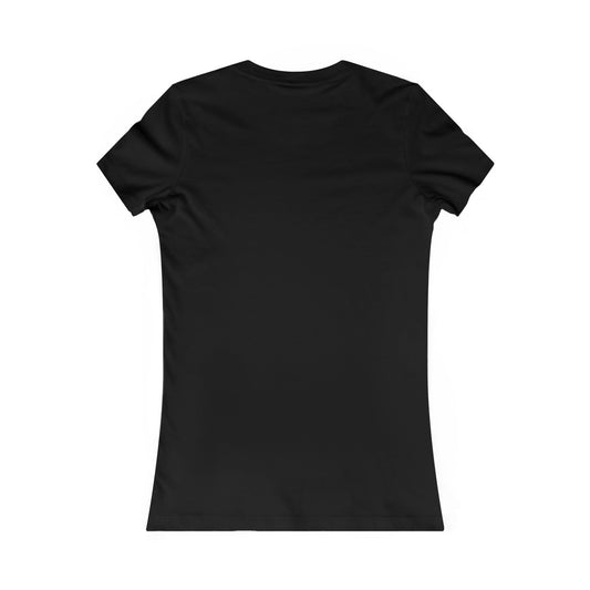 Back view of black fitted Skull women's T-shirt