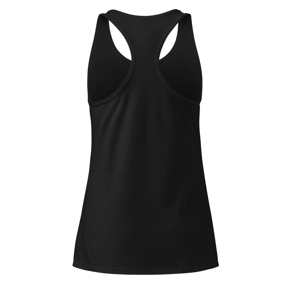 Back view of the black Salem Witch women’s racerback tank top
